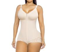 YIANNA Fajas colombianas posparto, faja moldeadora de cuerpo con control de abdomen para mujer, prenda de compresión, Acolchado lateral y pecho beige, S