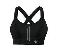 YIANNA Sujetador Deportivo Mujer Alto Impacto con Relleno Cremallera Cierre Delantero Tallas Grandes Sujetadores sin Aros Yoga Sports Bra Negro, YA151 Size 2XL