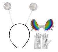 Yi'antai Costume d'Alien Accesorios, Antena Diadema Alien, Gafas AlieníGenas, Diadema De Alien, Lentes de Sol de Arcoíris Alienígenas, Accesorios Disfraz Alien para Carnaval, Cosplay