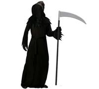 Yi'antai Disfraz de Fantasma Niño Halloween, Disfraz de Segadora para Niño, disfraz de Parca Muerte, Halloween Grim Reaper Cosplay Ropa, Ropa de la Parca niño (L: 10-12 años)