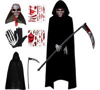 Yi'antai Disfraz de Grim Reaper, Sensemann, Parca Adulto, Capa de Muerte Para Hombre Mujer, Costume da Grim Reaper Para Halloween