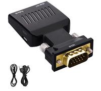 Yiany Adaptador VGA a HDMI, 1080P VGA macho a HDMI hembra, convertidor con cable de audio para ordenador, escritorio, portátil, PC, PS3/4, monitor, proyector, HDTV