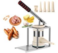 Yianyal Llenadora de carne para salchichas, 5 tubos de relleno, máquina manual de relleno de cocina, máquina de llenado de salchichas para uso comercial y doméstico