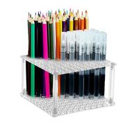 Yianyal Organizador de Pinceles Portacepillos para Acuarela - Soporte de almacenamiento de escritorio de acrílico para bolígrafos, marcadores y herramientas de modelado con contenedor de 96 agujeros