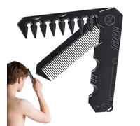 Yianyal Peine plegable - Peine para barba 2 en 1 | Herramienta de peluquería mini para el aseo diario, barbas, bigotes, aceite, cabeza de padre