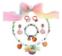 Yianyal Set de collar Little Mermaid, juego de joyas de,7x Pendientes de collar de brazalete de princesa Mermaid Juego de pendientes - Accesorios de vestuario, accesorios de cosplay para el