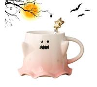 Yianyal Taza de café con forma de fantasma,Taza de cerámica espeluznante de 460 ml para beber agua de té - Tazas con diseño de fantasma de Halloween con asa para el hogar, apartamento, cafetería,