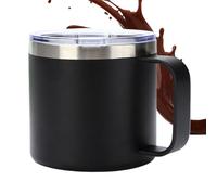 Yianyal Tazas de acero inoxidable con asas, taza de café con tapa - Taza de café multiusos aislada,Taza de doble pared de 12 onzas, tazas de café a prueba de derrames con tapa y