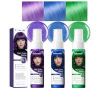YIBABY Juego de 3 colores para el cabello temporal, corrección de la línea desechable, lavable, spray de color para fiestas, cosplay, Navidad, Halloween (lila, azul, verde)