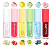 YIBABY- Juego de 6 aceites hidratantes para labios, brillo labial que cambia de color afrutado, aceite para dar volumen a los labios, humectante transparente