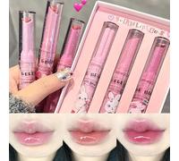 YIBABY Juego de lápiz labial de gelatina de 3 colores, brillo de labios tintado, forma de corazón, mancha de labios, bálsamo labial teñido hidratante de espejo, maquillaje de labios brillantes de