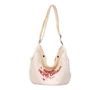YIBAG Bolso de hombro de lona de gran capacidad para mujer bolso de hombro t Letter Printed Fashion Casl Fem bolsa de compras para sen, Blanco