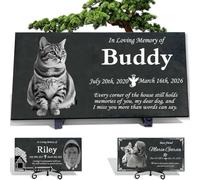 Yibairui Black Granite Pet Headstone, Engraved Dog Cat Memorial plaques