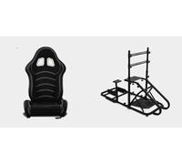 yibo MIAUTO Cockpit Sim Racing de Hierro Negro con Asiento y Soporte para Monitor - Volante, Pedales y Caja de Cambios, Compatible con Logitech, Thrustmaster y Fanatec (Y-N820SP-N180)