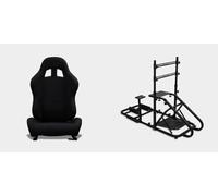 yibo MIAUTO Cockpit Sim Racing de Hierro Negro con Asiento y Soporte para Monitor - Volante, Pedales y Caja de Cambios, Compatible con Logitech, Thrustmaster y Fanatec (N820SP-N100)