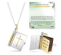 YIBONIKA Collar con cruz para niñas para comunión, confirmación, bautizo, confirmación, cumpleaños, primera comunión, regalo cristiano para hija, ahijada, hermana, nieta, sobrina, regulär, Acero