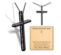 YIBONIKA Collar de cruz para hombre y niño, colgante de cruz de acero inoxidable con verso de la Biblia grabado, regalo religioso cristiano para niños para cumpleaños, comunión, confirmación, bautizo