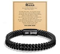 YIBONIKA N Meinen Mann Armband Geschenke für Männer - Schwarz Armband Herren mit Gravur Ich liebe Dich für Mann Ehemann Freund Ihn, Männer Armband Geschenke für Geburtstag Valentinstag