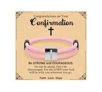 YIBONIKA Regalo de confirmación para niñas y niños, pulsera de cruz de fe católico, cristiano, bautizo, sagrada comunión, regalos de Pascua para ahijado, hijo, hija, Nailon