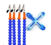 YIBOZI Base de aluminio, herramienta de estación de soldadura flexible de tercera mano con 4 manos de ayuda y clips para electrónica, brazo de cuello de cisne