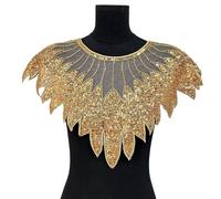 YIBOZI Broches bordados, cuentas y lentejuelas, cuello de encaje bordado, panel frontal, adorno de moda para manualidades, decoración frontal