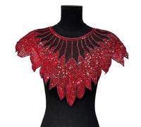 YIBOZI Broches bordados, cuentas y lentejuelas, cuello de encaje bordado, panel frontal, adorno de moda para manualidades, decoración frontal