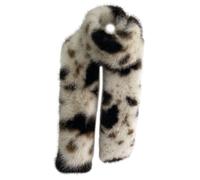 YIBOZI Bufanda de felpa, elegante bufanda de felpa con estampado animal, agradable a la piel, accesorio de invierno para mujer, silenciador de moda para clima frío