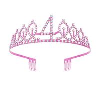 YIBOZI Diademas de aleación de cristal, para fiesta de cumpleaños de niñas, coronas, aleaciones, diamantes de imitación ajustables, para celebraciones de cumpleaños
