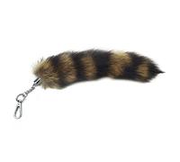 YIBOZI Llavero de cola de zorro de felpa con cola de mapache peludo de 28 cm, llavero de cola de animal con pompones, llavero de decoración, Silber, 28cm/11.02"