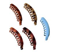 YIBOZI Pinza de plátano, 5 piezas con estampado de leopardo vintage para mujer, agarre antideslizante, accesorios prácticos para cabello fino