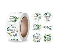 YIBOZI Rollo de calcomanías de sellado, 500 piezas/rollo de etiquetas verdes redondas de agradecimiento para pequeñas empresas, embalaje de boda
