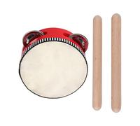 Yibuy 3 tambores de mano de 4 pulgadas, color rojo y ritmo, clavas de madera de 7.87 x 0.75 pulgadas
