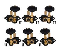 Yibuy Aleación de zinc Negro Dorado Estilo abierto Plum Handle Guitar Machine Clavijas de afinación Sintonizadores de bloqueo 3L 3R Relación de engranajes 18: 1 para guitarra clásica