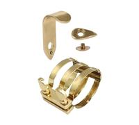 Yibuy Alto E - Boquilla plana para saxofón dorado con kit de soporte de gancho para el pulgar 48,5 x 18 x 27 mm