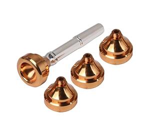 Yibuy Boquilla de trompeta de latón chapado en oro, 8,8 cm de largo y 2,2 cm de ancho, adecuada para trompeta (4 unidades)