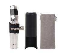 Yibuy Boquilla para saxofón tenor bañada en plata, kit de tapa de abrazadera 7# plateado y negro para Jazz Pop con bolsa