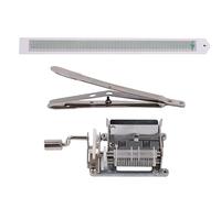Yibuy Caja de música de aleación de aluminio con manivela de mano, kit de 15 notas con perforador de cinta para personalizar canciones