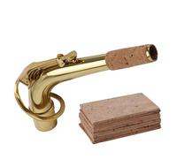 Yibuy Conector de 25 mm chapado en oro para saxofón alto y 10 corchos de cuello de saxofón natural