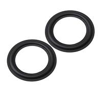 Yibuy Juego de 2 piezas de 6.14 pulgadas de diámetro exterior para altavoces negros perforados, piezas de reparación de borde de woofer de goma