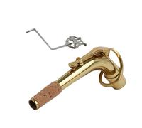 Yibuy Soporte de latón para saxofón alto, codo curvo y clip para partituras