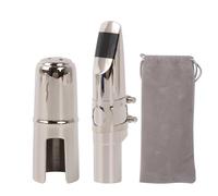 Yibuy Tenor B - Boquilla plana para saxofón 7#, kit de tapa de abrazadera plateada para música jazz pop