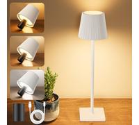 YICAIZI Lampara de Mesa LED Inalámbrica Lámpara de Mesa bateria Recargable con Tapón de Vino y USB-C, Lamparas Mesita Regulable para Restaurante, Dormitorio, Camping, Salon, Blanco