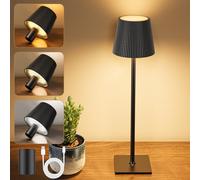 YICAIZI Lampara de Mesa LED Inalámbrica Lámpara de Mesa bateria Recargable con Tapón de Vino y USB-C, Lamparas Mesita Regulable para Restaurante, Dormitorio, Camping, Salon, Negro