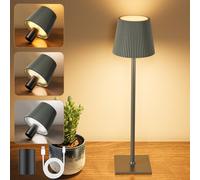 YICAIZI Lampara de Mesa LED Inalámbrica Lámpara de Mesa bateria Recargable con Tapón de Vino y USB-C, Lamparas Mesita Regulable para Restaurante, Dormitorio, Camping, Salon, Gris