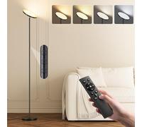 YICAIZI Lámpara de pie regulable LED de 36 W, moderna lámpara de techo con 2700 K-6500 K, regulable sin niveles, lámpara de pie con mando a distancia y control táctil para salón, dormitorio, oficina