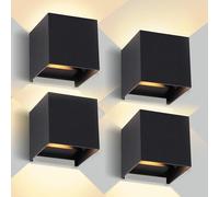 YICALE 12W Aplique Pared Exterior,IP65 Impermeable Lampara Exterior Pared Ángulo Ajustable,3000K Blanco Cálido Apliques Interior Luz Negro para Patio,Escaleras,Balcón Jardín,Porche