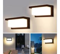 YICALE 18W Aplique Pared Exterior 2 Piezas,3000K Lampara Exterior Pared,IP65 Impermeable Apliques LED exterior Aluminio para Jardín, Terraza, Patio, Villa, Pasillo