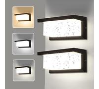 YICALE 18W Aplique Pared Exterior LED, 2 Piezas Lampara Exterior Pared Interior IP65 Impermeable,Moderna Luz de Aluminio 3000K 4000K 6500K para Terraza,Jardin,Pasillo,Garajes,Salón,Dormitorios