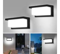 YICALE 2 Piezas Aplique Pared Exterior 18W,6500K Aplique LED Exterior,IP65 Impermeable Luz LED Iiluminación,Lámpara de Pared exterior Aluminio para Jardín, Terraza, Patio, Villa, Pasillo