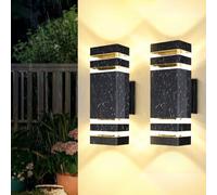YICALE 2 Piezas Aplique Pared Exterior LED con 4*GU10, Lámpara de Pared para exterior 3000K Luz Exterior IP65 Up Down, Iluminacion de Pared Exterior de Aluminio para Terraza, Patio, Puerta, Entrada